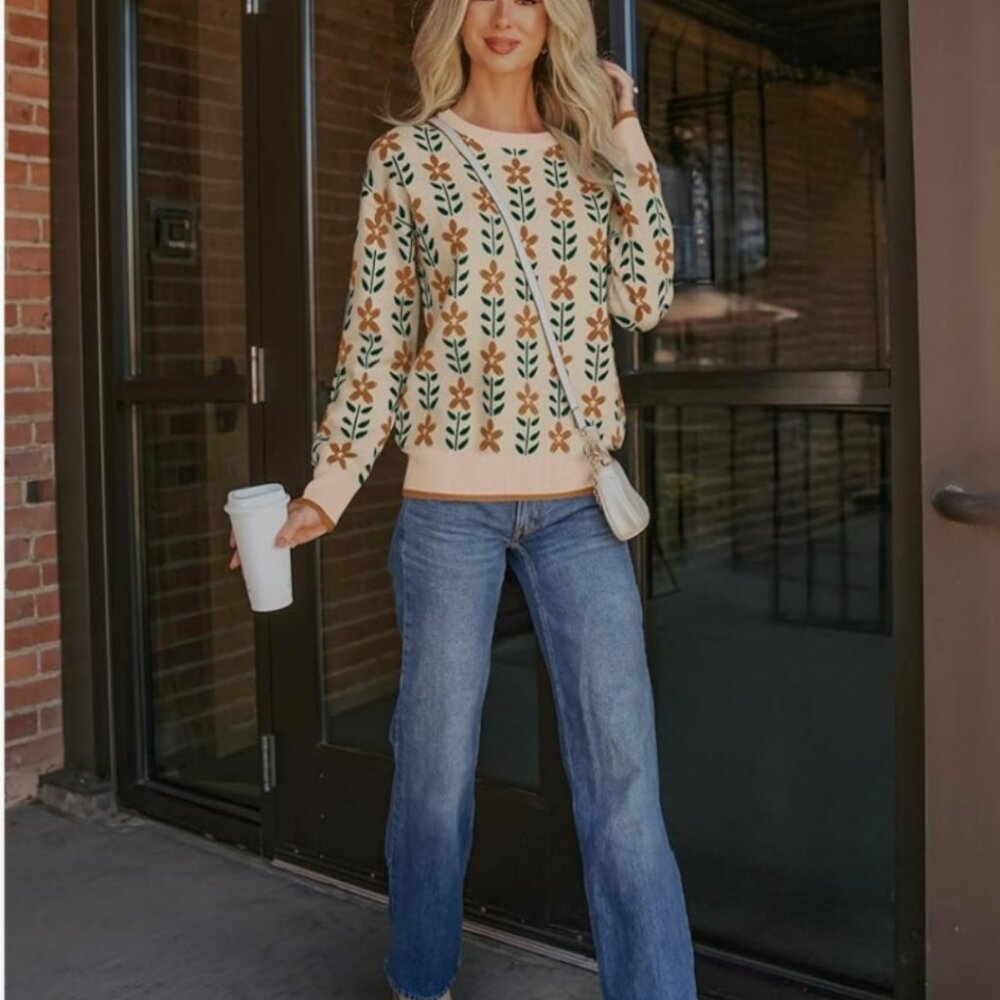 Printed Crew Neck Sweater